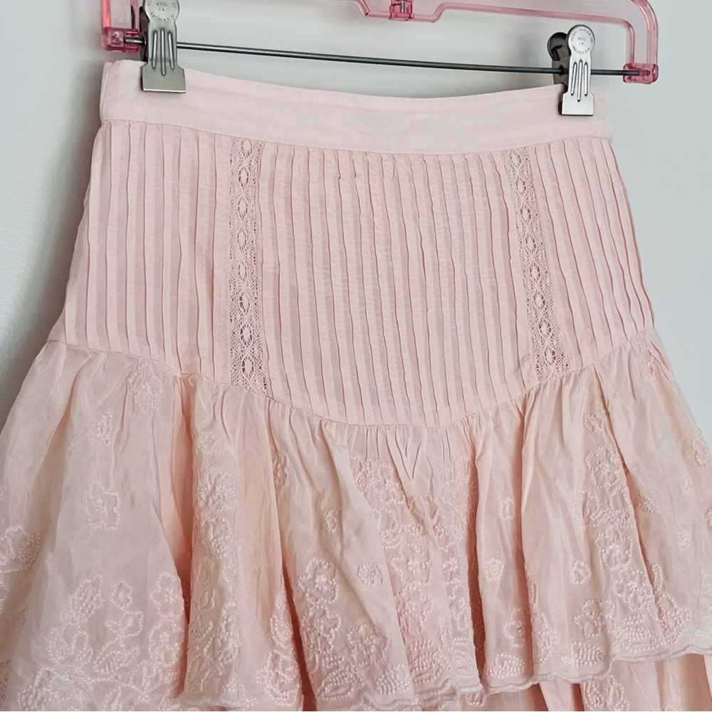 NWT‎ Ted Baker Alegria Tiered Lace Handkerchief Hem Skirt Light Pink Size 0 - Picture 2 of 10